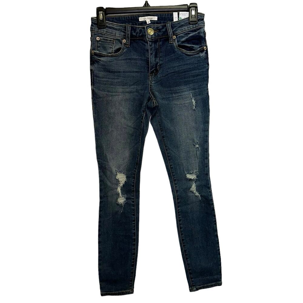 STS Blue Distressed Skinny Ankle Jeans Women's 24 Mid Rise‎ NWT